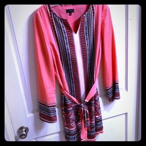 The Limited Pink Long Sleeve Tie Waist Dress